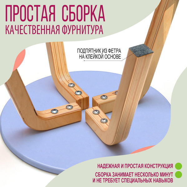 Изображение товара Табурет детский Millwood D33.6x25.5 (лавандовый/береза)