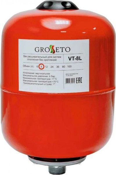Изображение товара Расширительный бак Grosseto VT-8L 1" / 2039946 (8л, вертикальный)