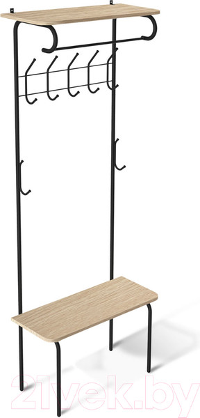 Изображение товара Секция в прихожую Sheffilton SHT-HW1 / 939743 (черный муар/дуб беленый)