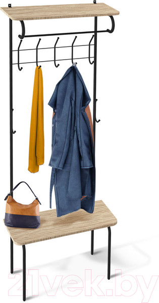 Изображение товара Секция в прихожую Sheffilton SHT-HW1 / 939743 (черный муар/дуб беленый)