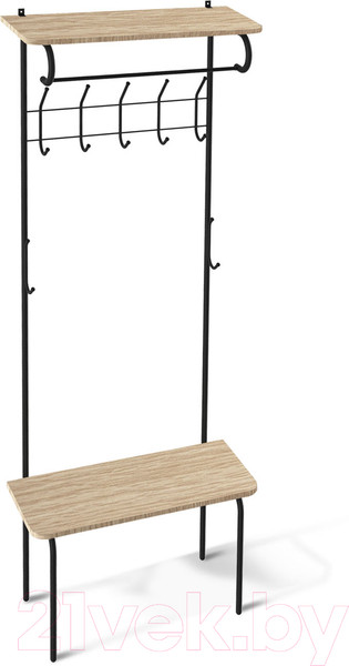 Изображение товара Секция в прихожую Sheffilton SHT-HW1 / 939743 (черный муар/дуб беленый)