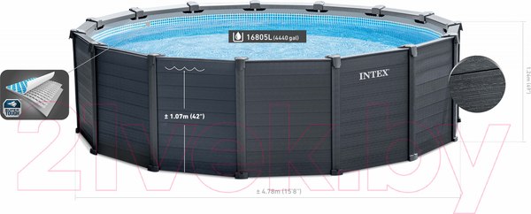 Изображение товара Каркасный бассейн Intex Graphite Gray Panel / 26384 (478x124)