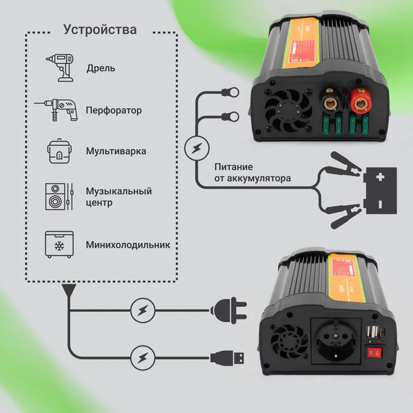 Изображение товара Автомобильный инвертор Digma AI1000-12W