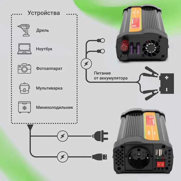 Изображение товара Автомобильный инвертор Digma AI600-12W