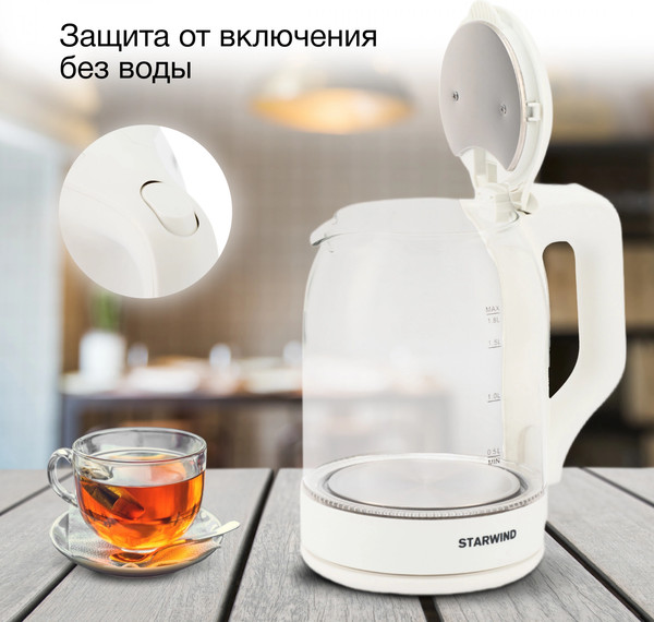 Изображение товара Электрочайник StarWind SKG1056 (белый/прозрачный)