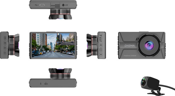 Изображение товара Автомобильный видеорегистратор Digma FreeDrive 300DW / FD300DW (черный)