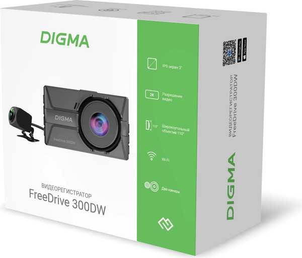 Изображение товара Автомобильный видеорегистратор Digma FreeDrive 300DW / FD300DW (черный)