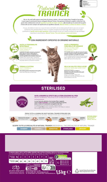 Изображение товара Сухой корм для кошек Trainer Cat Adult Sterilised с уткой (1.5кг)