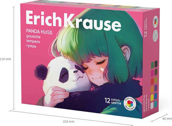Изображение товара Гуашь Erich Krause Panda Hugs / 62980 (12цв)