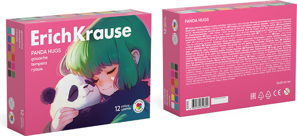 Изображение товара Гуашь Erich Krause Panda Hugs / 62980 (12цв)