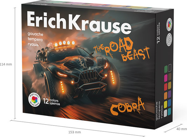 Изображение товара Гуашь Erich Krause Road Beast / 62981 (12цв)