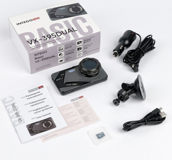 Изображение товара Автомобильный видеорегистратор Intego VX-395DUAL с картой памяти 32GB (Dark Night)