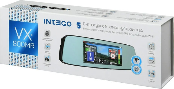 Изображение товара Автомобильный видеорегистратор Intego VX-800MR с радар-детектором, GPS модулем и картой памяти 32GB