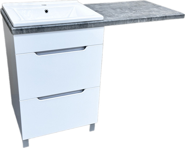 Изображение товара Тумба с умывальником Гамма Р23оФ8 У-55 Атриа-9055 со столешницей (бетон серый, правый)