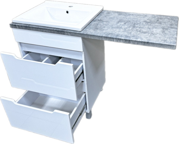 Изображение товара Тумба с умывальником Гамма Р23оФ8 У-55 Атриа-9055 со столешницей (бетон серый, правый)