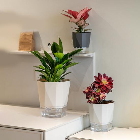 Изображение товара Кашпо BOTANICA Aspect с поддоном (17x13.5см, серый)