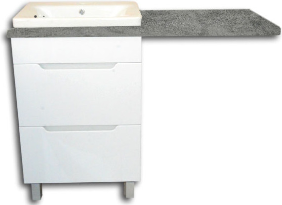 Изображение товара Тумба с умывальником Гамма Р23оФ8-У55 Софт-13055 со столешницей (бетон серый, правый)