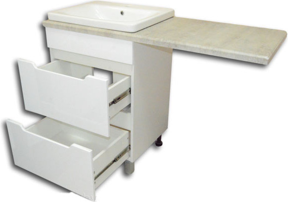 Изображение товара Тумба с умывальником Гамма Р23оФ8-У55 Софт-13055 со столешницей (бетон серый, правый)