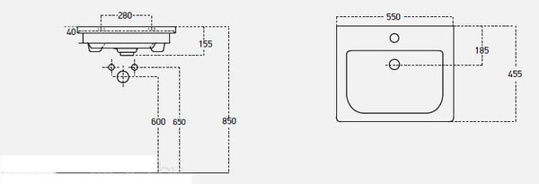 Изображение товара Тумба с умывальником Гамма Р23оФ8-У55 Софт-13055 со столешницей (бетон серый, правый)