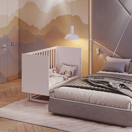 Изображение товара Детская кроватка Polini Kids Simple 342 с маятником / 0003168-04 (белый)