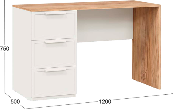 Изображение товара Письменный стол ТриЯ Стелла тип 1 (белый холст/белый жемчуг/яблоня беллуно)