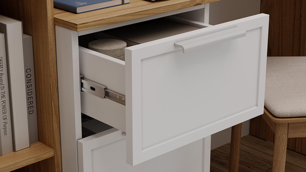 Изображение товара Письменный стол ТриЯ Стелла тип 1 (белый холст/белый жемчуг/яблоня беллуно)