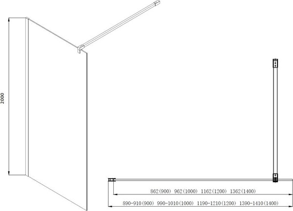 Изображение товара Душевая стенка Aquatek 120x200 / AQ WIW 12020CH (хром/стекло прозрачное)