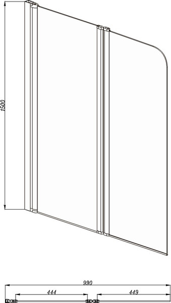 Изображение товара Стеклянная шторка для ванны Aquatek AQ DEL SBA 10015CH (хром/стекло прозрачное)