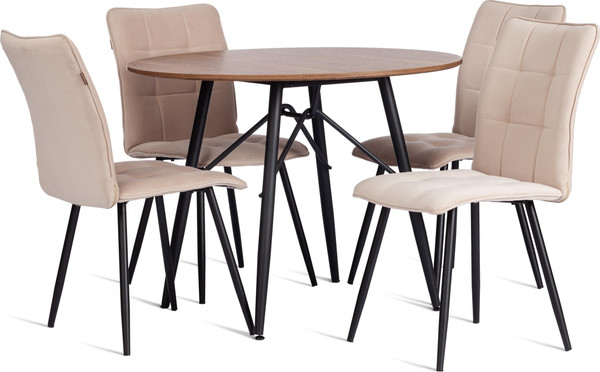 Изображение товара Стул Tetchair Bari ткань/велюр (молочный/черный)