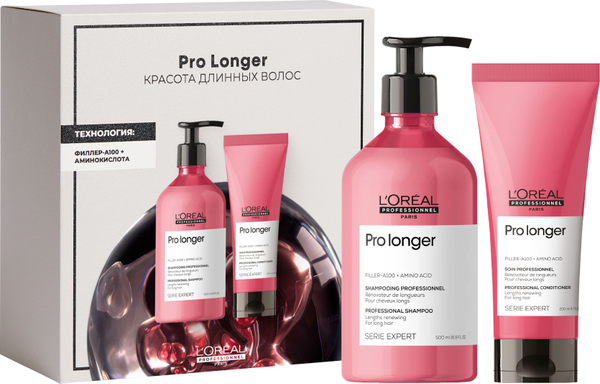 Изображение товара Набор косметики для волос L'Oreal Professionnel Pro Longer Для длинных волос Шампунь+Смываемый уход (500мл+200мл)
