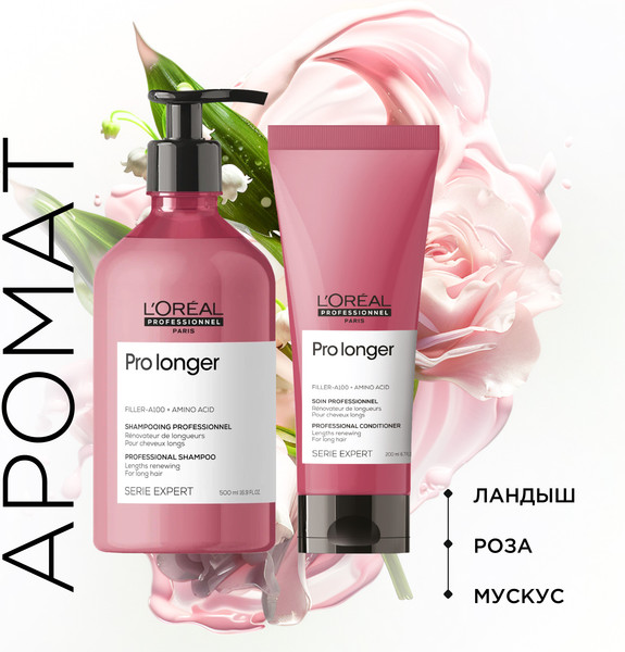 Изображение товара Набор косметики для волос L'Oreal Professionnel Pro Longer Для длинных волос Шампунь+Смываемый уход (500мл+200мл)