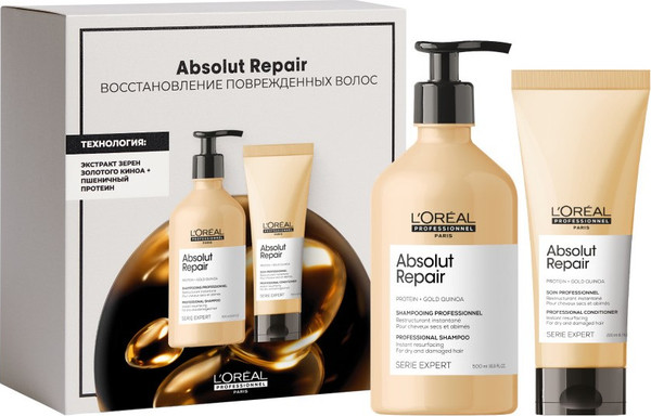 Изображение товара Набор косметики для волос L'Oreal Professionnel Absolut Repair Для поврежденных волос (500мл+200мл)