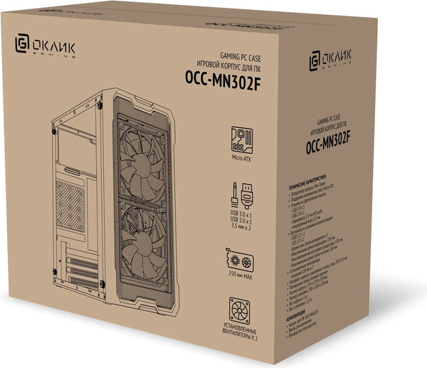 Изображение товара Корпус для компьютера Оклик OCC-MN302F (белый, без БП)