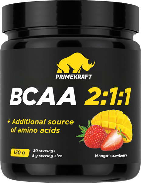 Изображение товара Аминокислоты BCAA Prime Kraft 2:1:1 (150г, манго-клубника, банка)