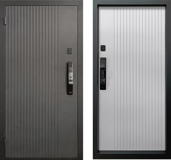 Изображение товара Входная дверь Промет Рона Смарт 86x205 (левая, бетон графит/шагрень белая/черный муар)