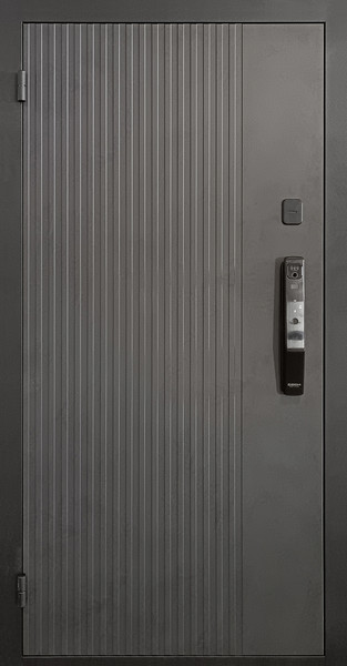 Изображение товара Входная дверь Промет Рона Смарт 96x205 (правая, бетон графит/шагрень белая/черный муар)