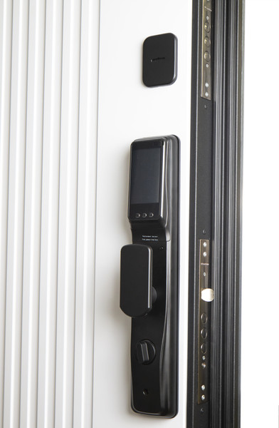 Изображение товара Входная дверь Промет Рона Смарт 96x205 (правая, бетон графит/шагрень белая/черный муар)