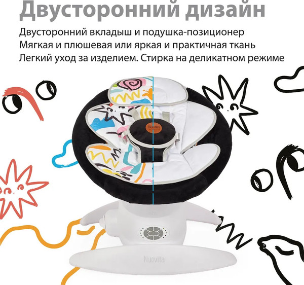 Изображение товара Детский шезлонг Nuovita Degno D1 (белый/графитно-черный)