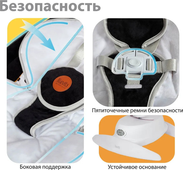 Изображение товара Детский шезлонг Nuovita Degno D1 (белый/графитно-черный)
