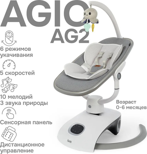 Изображение товара Детский шезлонг Nuovita Agio AG2 (серебристый/серый)