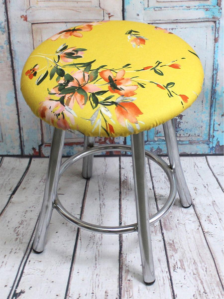 Изображение товара Чехол на табурет MATEX Concept. Line. Цветы на желтом / 51-831 (желтый/розовый/зеленый)