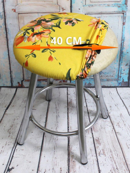 Изображение товара Чехол на табурет MATEX Concept. Line. Цветы на желтом / 51-831 (желтый/розовый/зеленый)