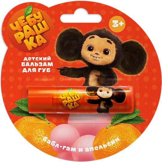 Изображение товара Бальзам для губ детский Galant Cosmetic Чебурашка Бабл-гам и апельсин (4.2г)