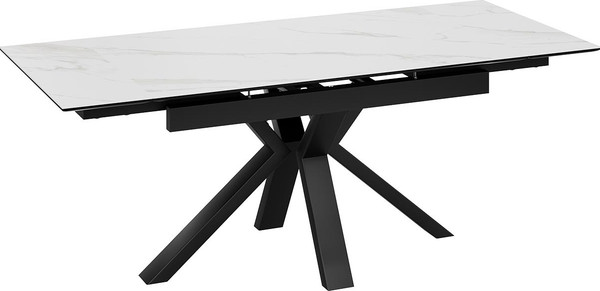 Изображение товара Обеденный стол ТриЯ Дерби Тип 1  (черный муар/керамика матовая белый мрамор)