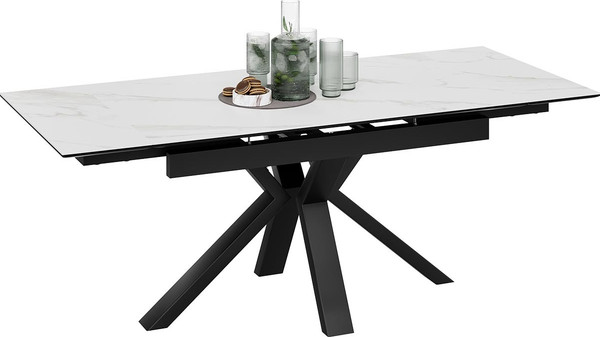 Изображение товара Обеденный стол ТриЯ Дерби Тип 1  (черный муар/керамика матовая белый мрамор)