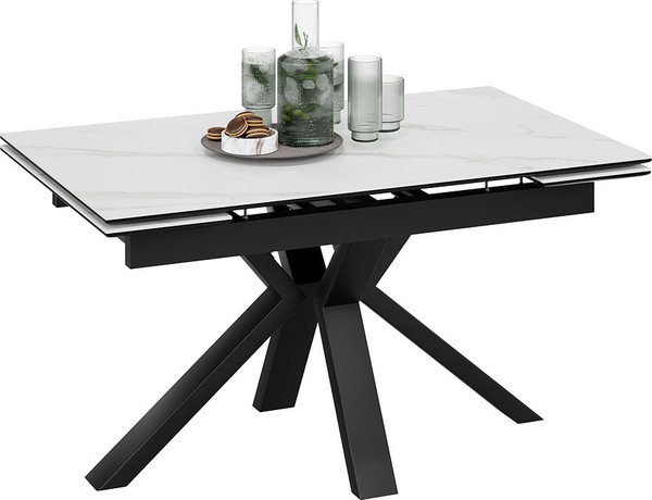Изображение товара Обеденный стол ТриЯ Дерби Тип 1  (черный муар/керамика матовая белый мрамор)