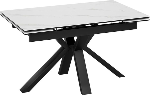Изображение товара Обеденный стол ТриЯ Дерби Тип 1  (черный муар/керамика матовая белый мрамор)