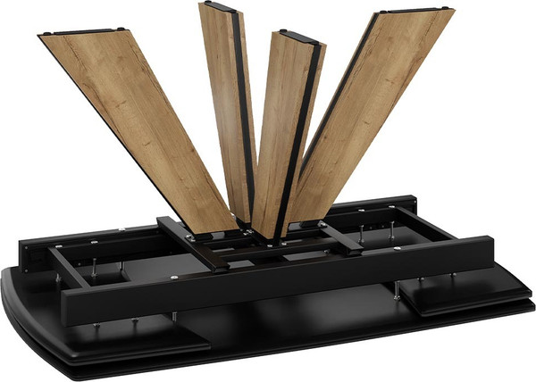 Изображение товара Обеденный стол ТриЯ Палмер Тип 1 (черный муар/дуб галифакс нат/керамика матовая черный мрамор)