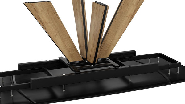 Изображение товара Обеденный стол ТриЯ Палмер Тип 1 (черный муар/дуб галифакс нат/керамика матовая черный мрамор)