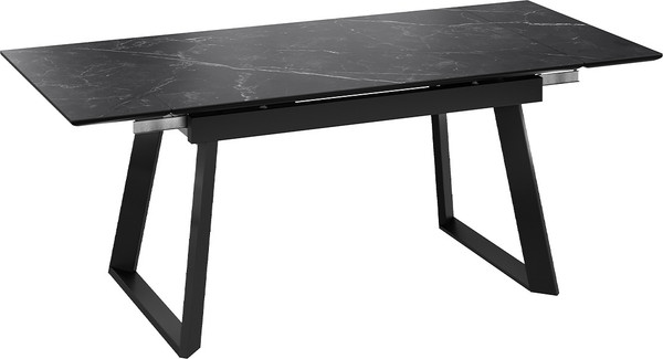 Изображение товара Обеденный стол ТриЯ Стоун Тип 1 (черный муар/керамика матовая черный мрамор)